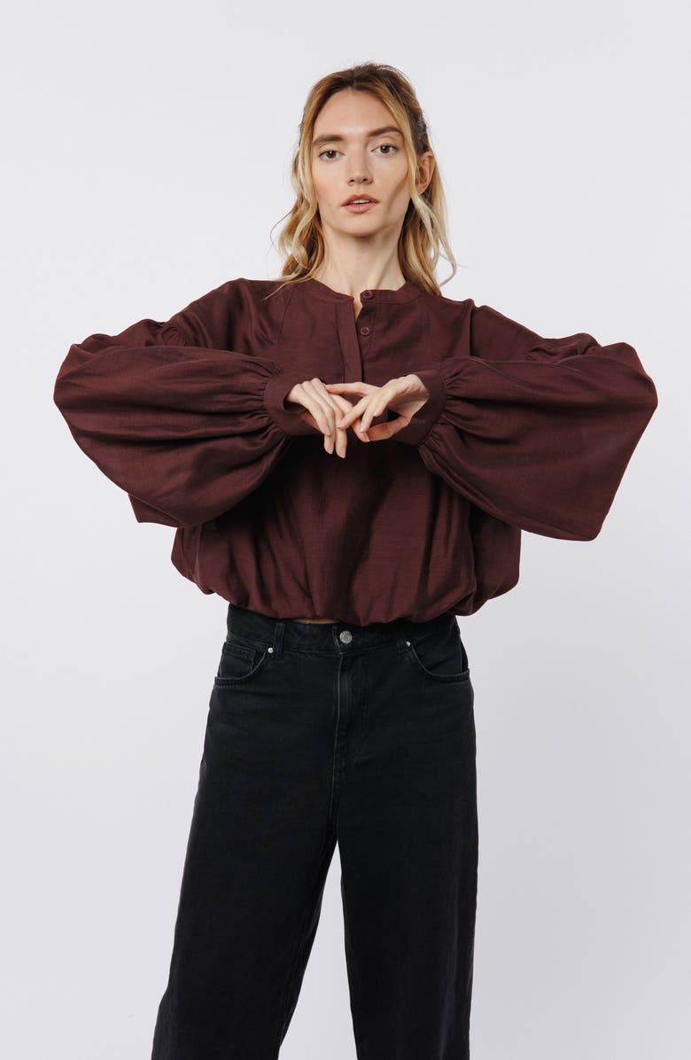 CIEBON Doe Bubble Hem Top, Alternate, color, Maroon