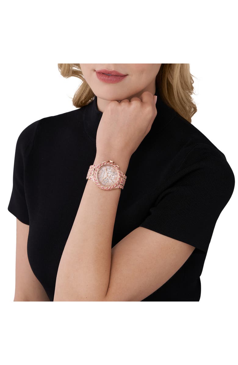 Michael Kors Camille Pavé Crystal Chronograph Watch, 43mm, Alternate, color, 
