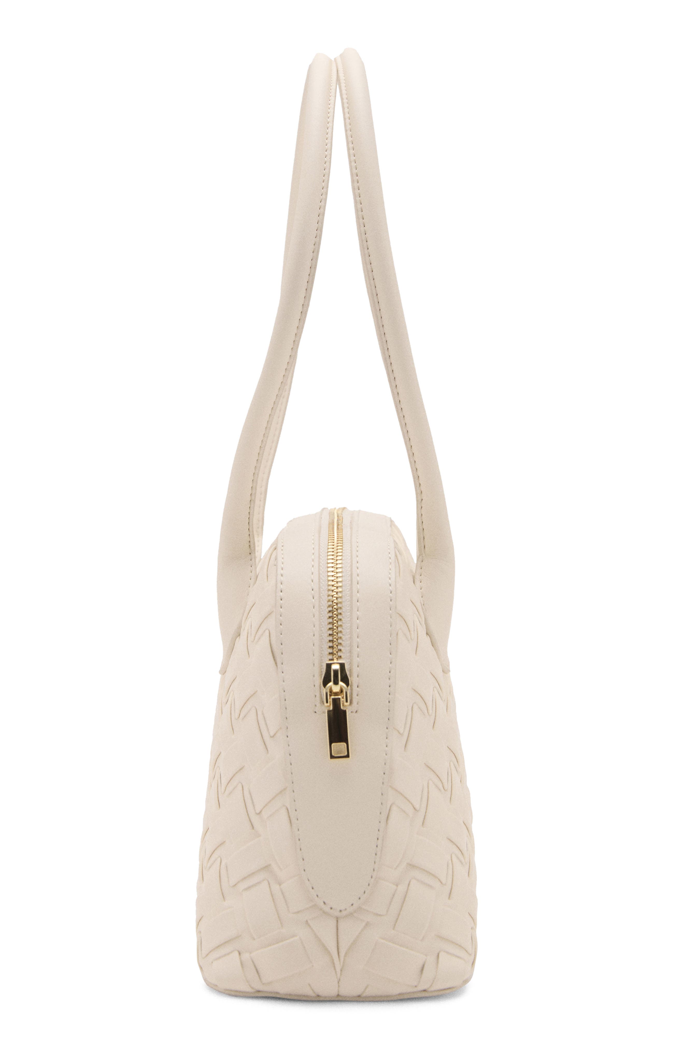 MANGO Braided Faux Leather Bowling Bag, Alternate, color, Off White