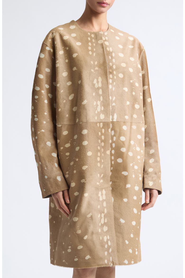 Liza Deer Print Genuine Calf Hair Coat, Alternate, color, DEER