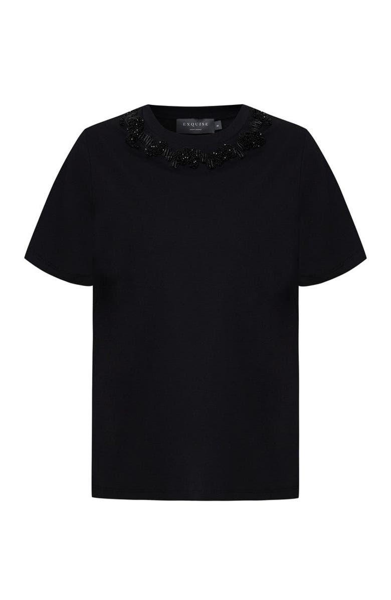 Exquise Liliana Knit Tshirt, Alternate, color, Black