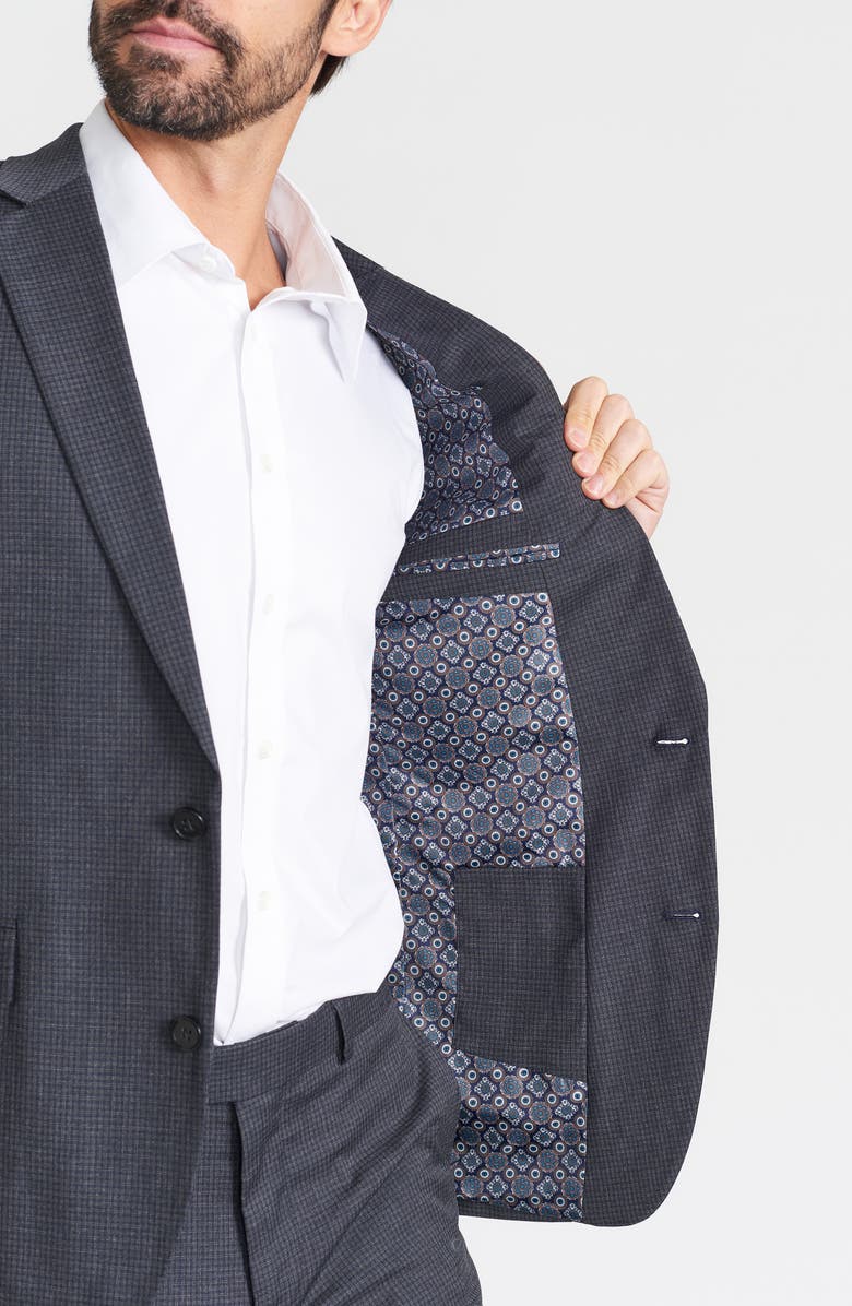 SAVILE ROW CO Hoxton Check Notch Lapel Suit, Alternate, color, Grey