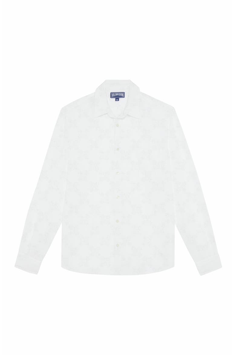 Men's Solid Linen and Cotton Shirt, Alternate, color, BLANC