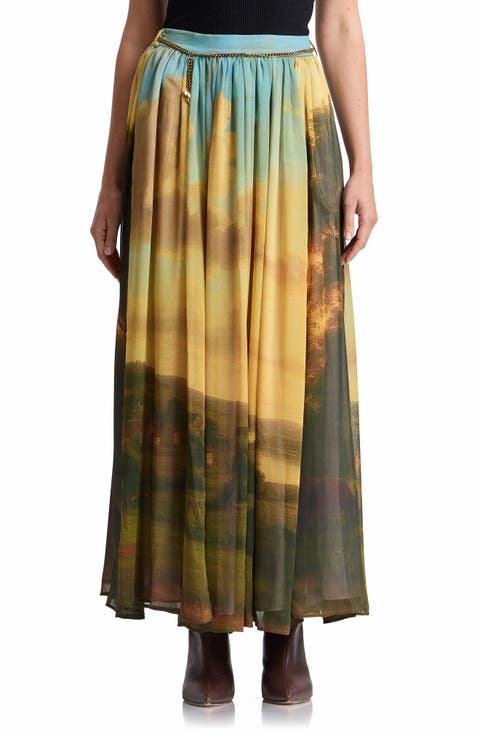 Landscape Mural Full Maxi Skirt