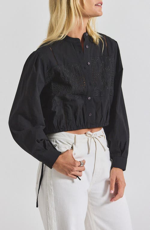 Derek Lam 10 Crosby Malory Garden Tile Cotton Eyelet Button-up Shirt In Black