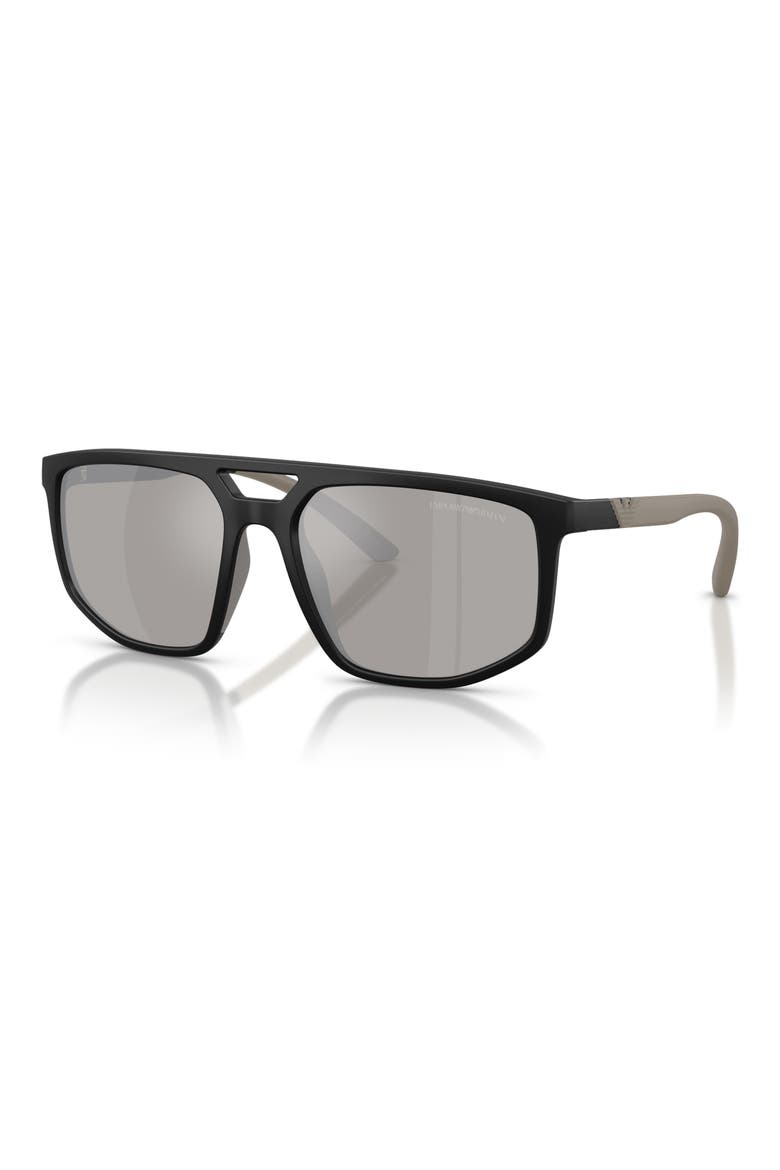 58mm Mirrored Square Sunglasses, Alternate, color, BLACK / GREY MIRROR SILVER
