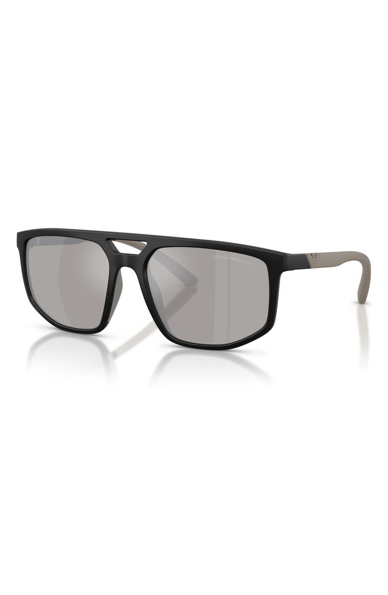Emporio Armani 58mm Mirrored Square Sunglasses, Alternate, color, Black / Grey Mirror Silver