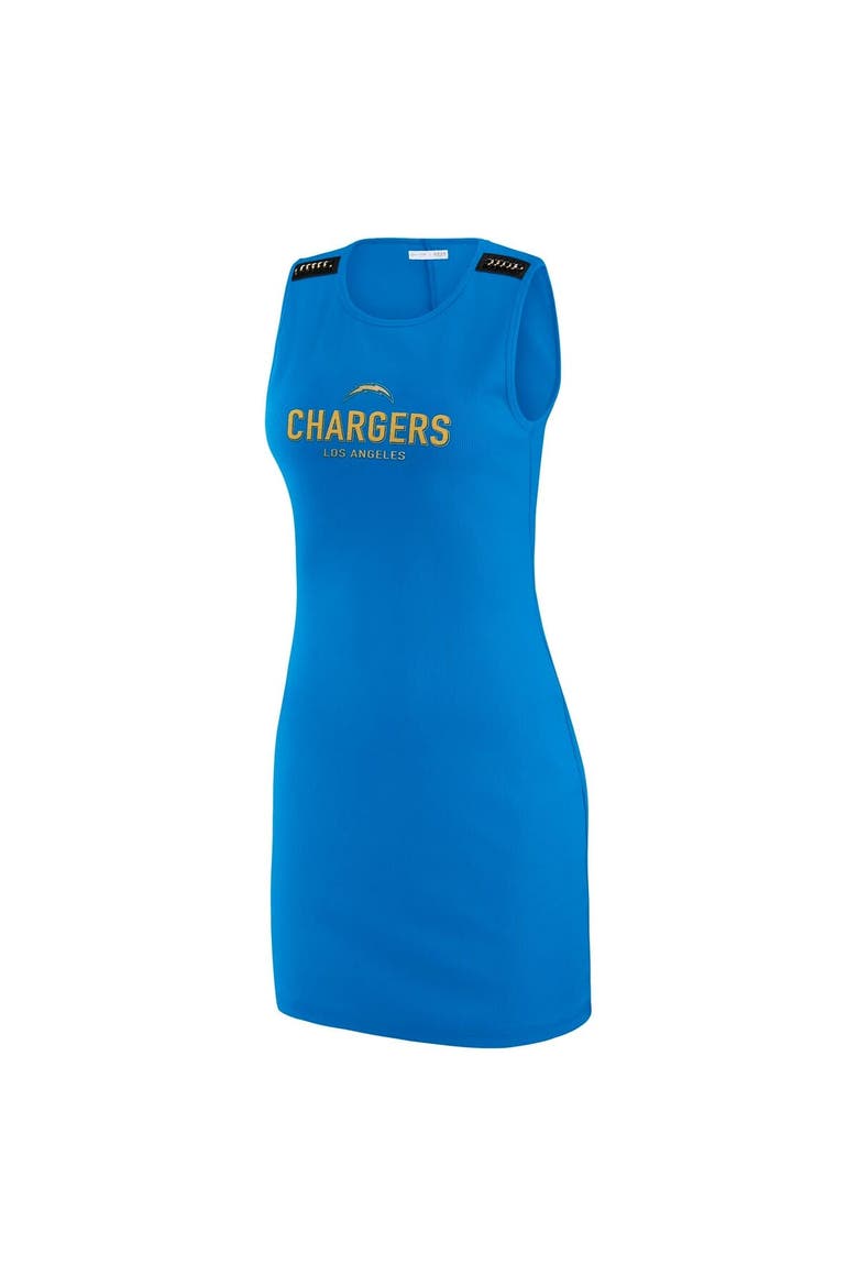 Women's WEAR by Erin Andrews x Gracie Hunt Powder Blue Los Angeles Chargers Ribbed Tank Dress, Alternate, color, Powder Blue