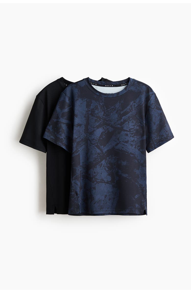 H&M 2-pack Sports Tops With Drymove, Main, color, Black/Blue