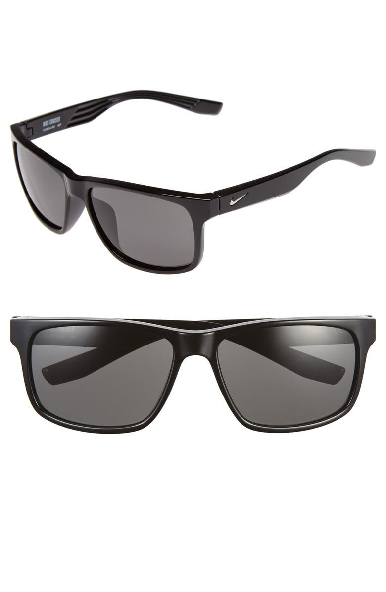 Nike 'Cruiser' 59mm Sunglasses, Main, color, Black