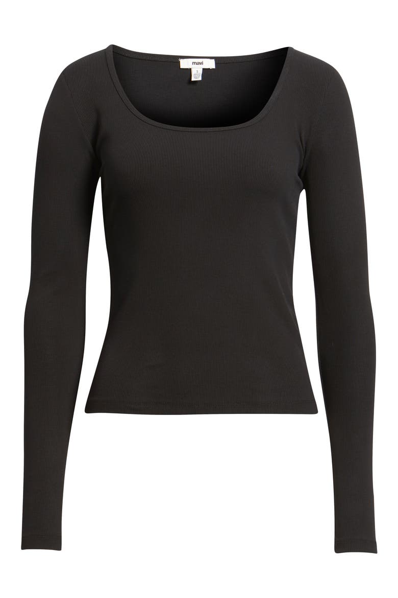 Square Neck Long Sleeve T-Shirt, Alternate, color, BLACK
