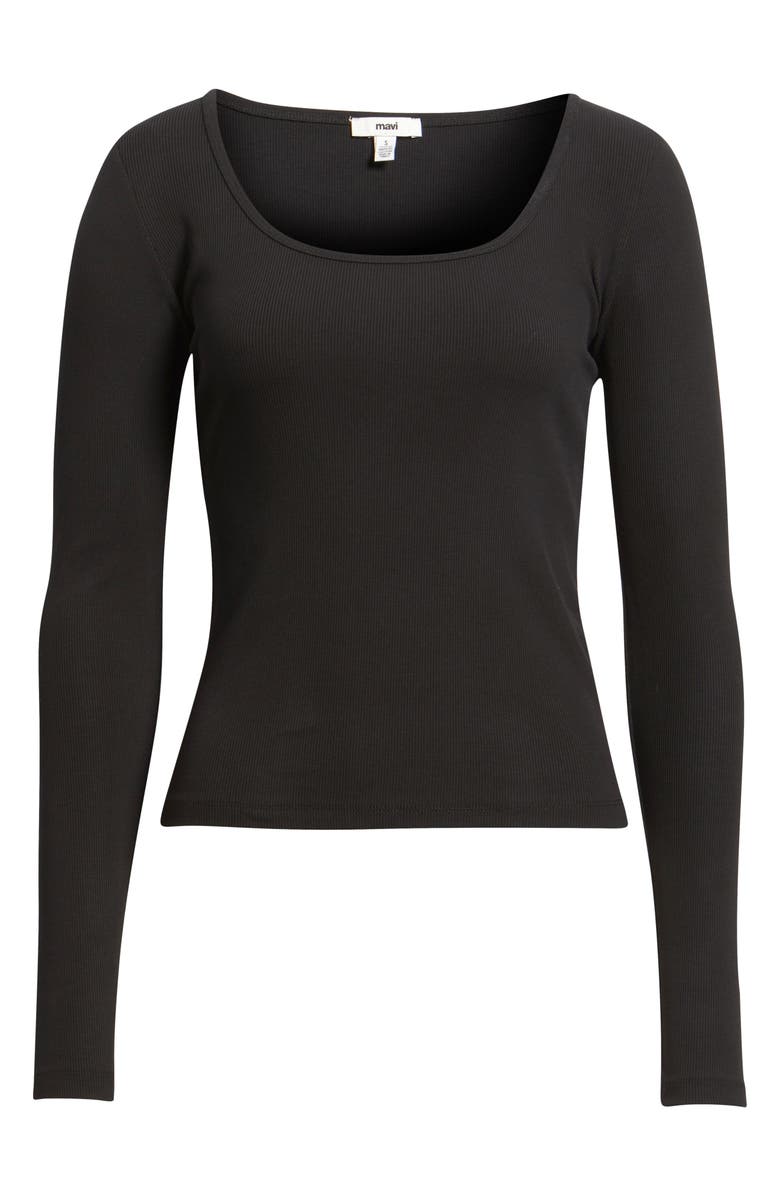 Mavi Jeans Square Neck Long Sleeve T-Shirt, Alternate, color, Black