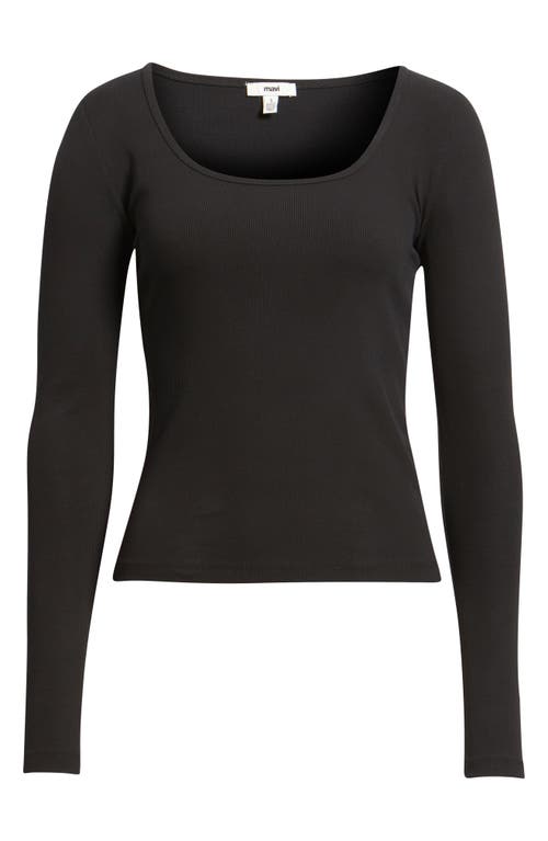 Mavi Jeans Square Neck Long Sleeve T-shirt In Black