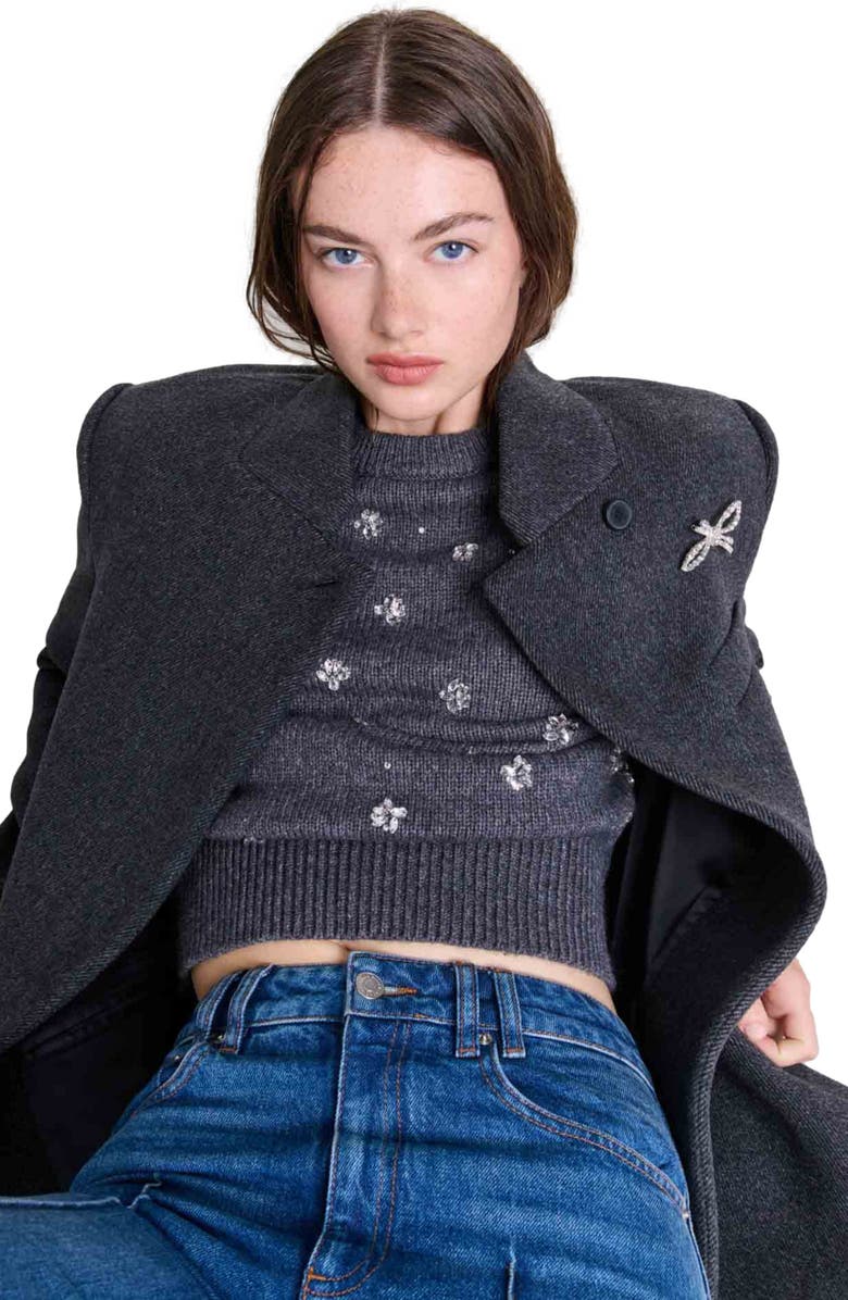 maje Cropped wool coat, Alternate, color,