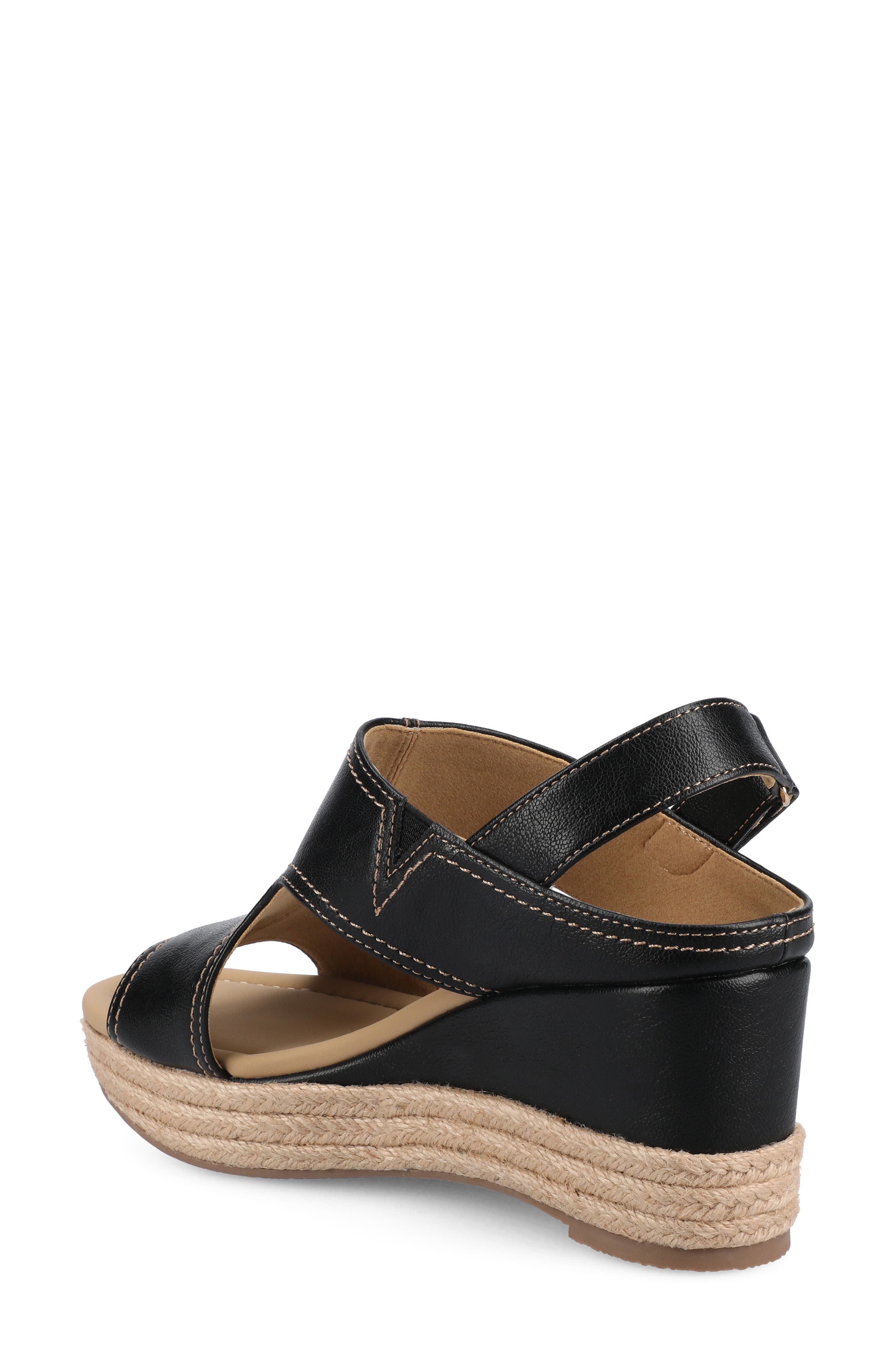 Journee Collection Rayleigh Wedge Sandal, Alternate, color, Black