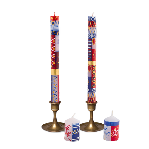 Red, White & Blue Painted Voltive Candles - Set of 6