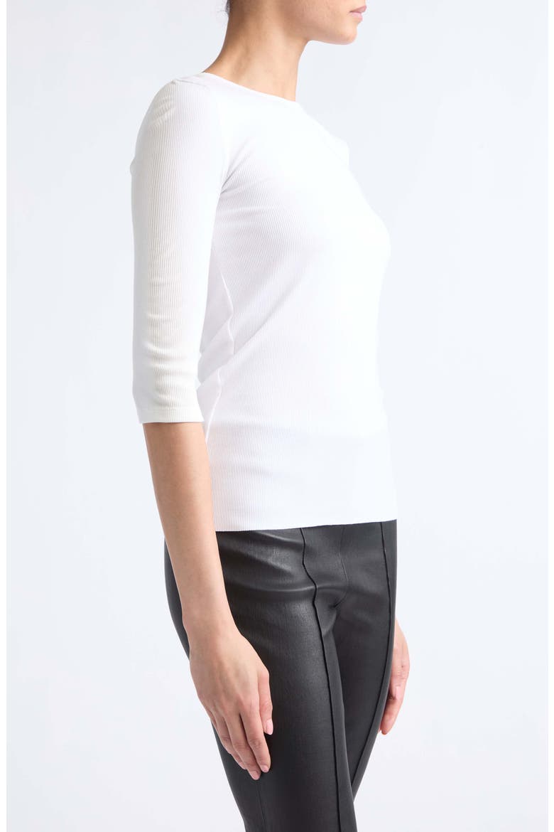 Elbow Sleeve Crewneck Top, Alternate, color, OPTIC WHITE