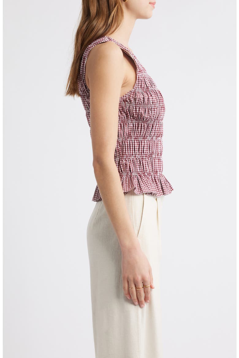 Heidi Gingham Shirred Cotton Top, Alternate, color, GINGHAM DEEP RED
