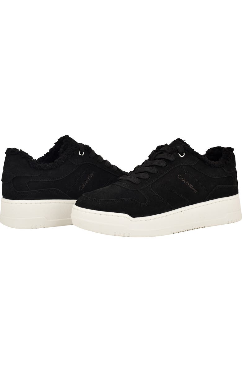 Calvin Klein Pozay Faux Shearling Sneaker, Alternate, color, Black