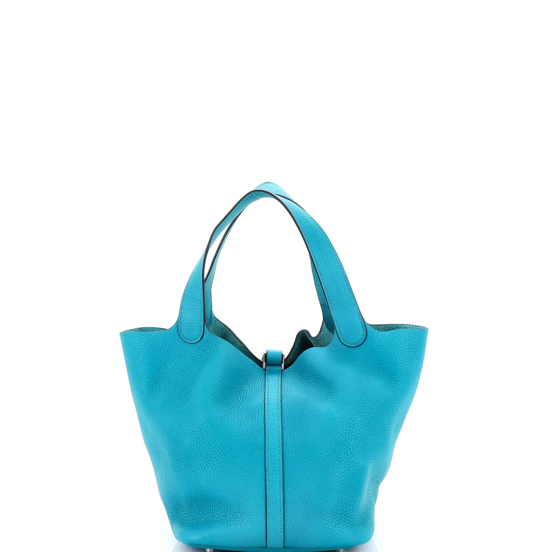 Pre-Owned Hermes Picotin Lock Bag Clemence MM, Alternate, color, Bleu Paon