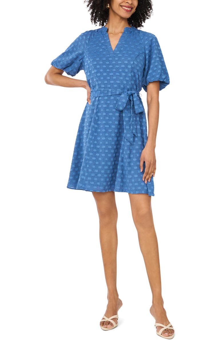 Vince Camuto Dobby Texture Dress, Main, color, Classic Indigo