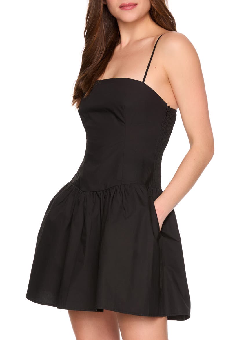 Drop Waist Poplin Minidress, Alternate, color, BLACK