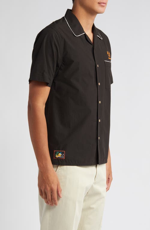 PERCIVAL PERCIVAL PERCICO CITRUS EMBROIDERED SHORT SLEEVE COTTON GRAPHIC BOWLING SHIRT