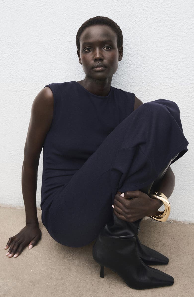 MANGO Baselia Fine Knit Midi Dress, Alternate, color, Navy