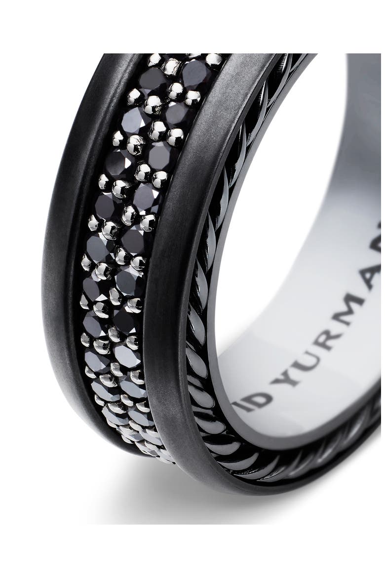 Streamline Two-Row Pavé Band Ring with Black Diamonds and Black Titanium, Alternate, color, BLACK TITANIUM/ BLACK DIAMOND