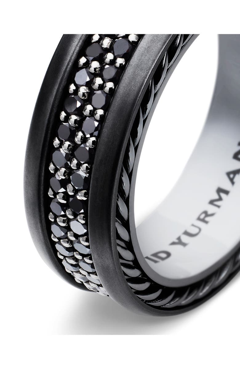 David Yurman Streamline Two-Row Pavé Band Ring with Black Diamonds and Black Titanium, Alternate, color, Black Titanium/ Black Diamond