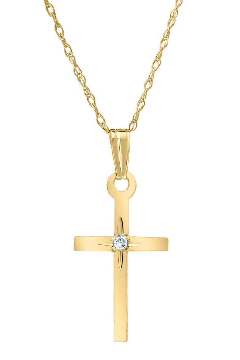 14k Gold & Diamond Cross Necklace, Alternate, color, GOLD