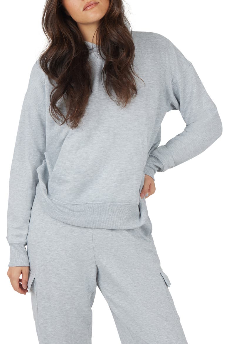 Brushed Terry Time Off Perfect Hoodie, Main, color, HEATHER LIGHT GREY