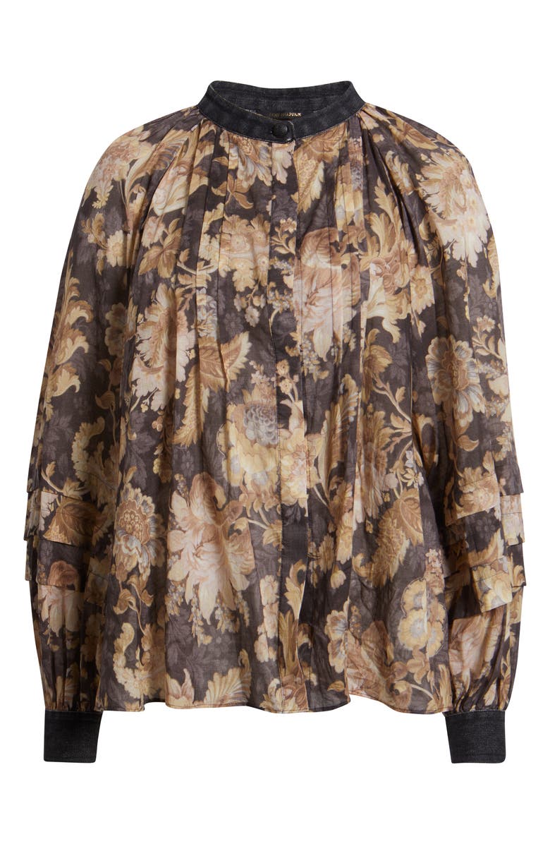 KOBI HALPERIN Stevie Raglan Sleeve Cotton Button-Up Shirt, Alternate, color, Black Multi