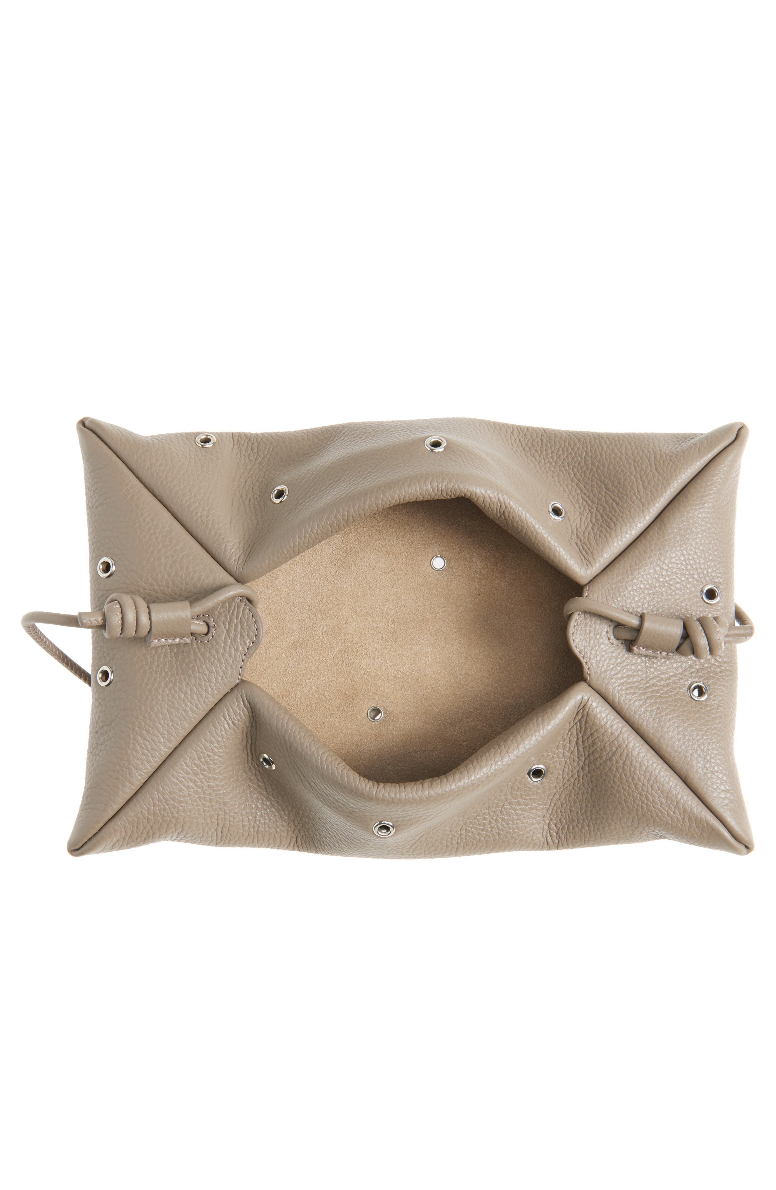 Mini Origami Snakeskin Embossed Leather East/West Crossbody Bag, Alternate, color, TAHINI/ SILVER