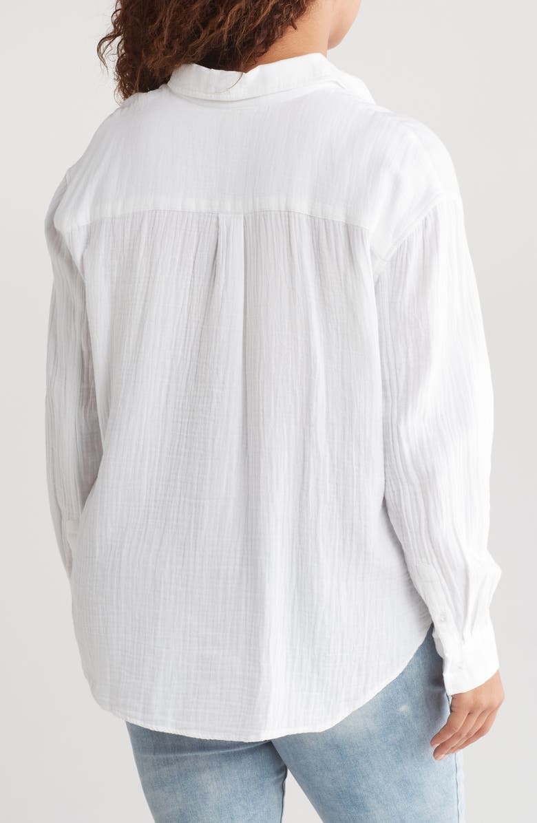 Caslon<sup>®</sup> Relaxed Cotton Gauze Button-Up Shirt, Alternate, color, White