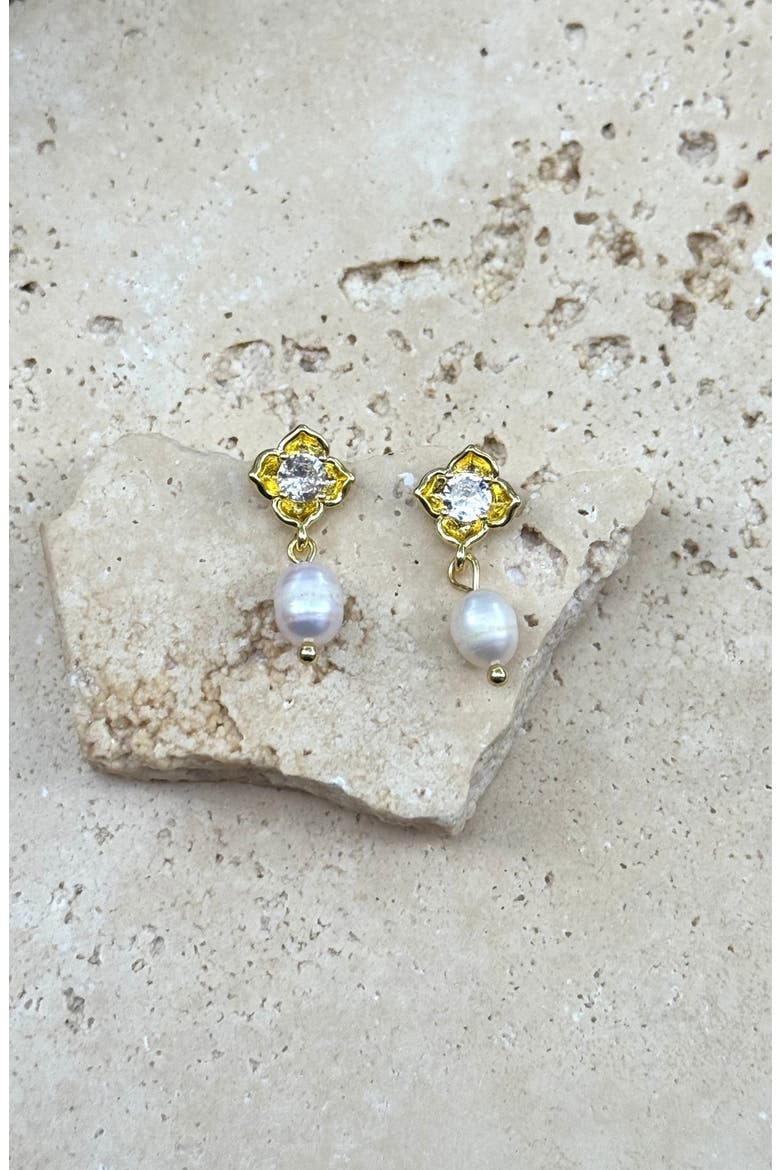 Crystal & Freshwater Pearl Drop Earrings, Alternate, color, WHITE