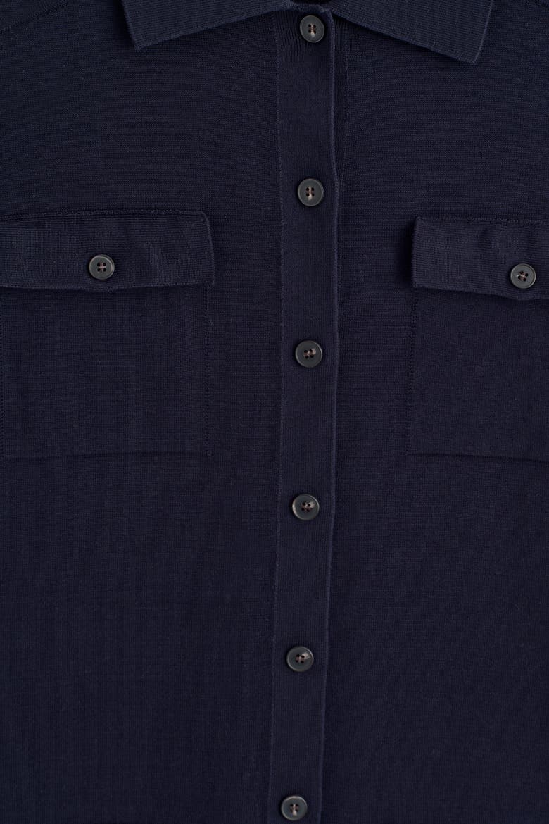 Pocket-detail Knitted Cotton Mini Dress, Alternate, color, NAVY