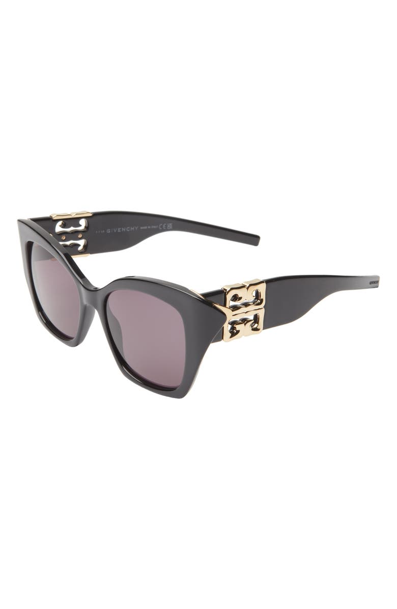 Givenchy 4G Liquid 54mm Square Cat Eye Sunglasses, Alternate, color, Shiny Black / Smoke