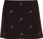 RIER Walker Floral Embroidered Wool Miniskirt