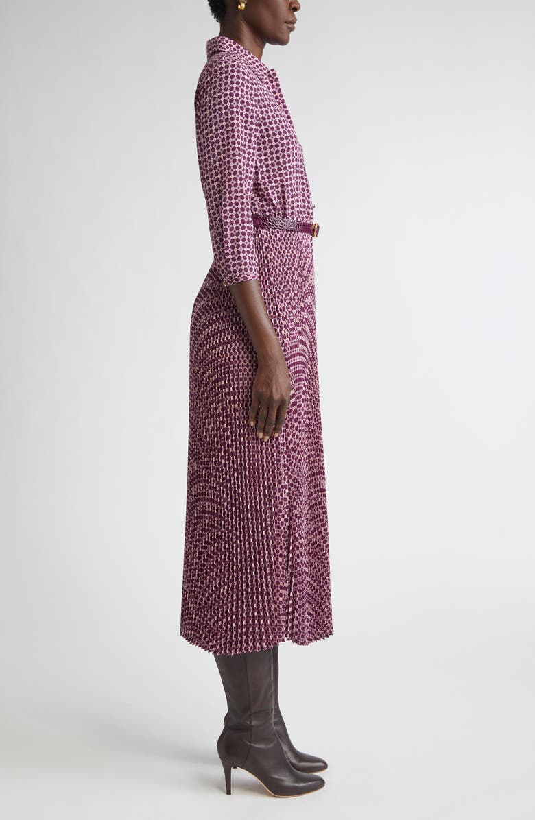 ST. JOHN Print Pleated Shirtdress, Alternate, color, Boysenberry/ Rose Quartz Multi