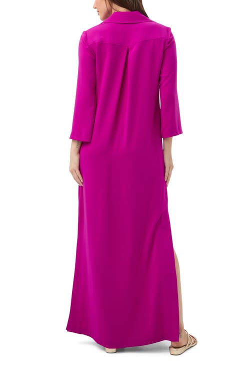 Trina Turk Annecy Long Sleeve Solid Maxi Dress In Purple