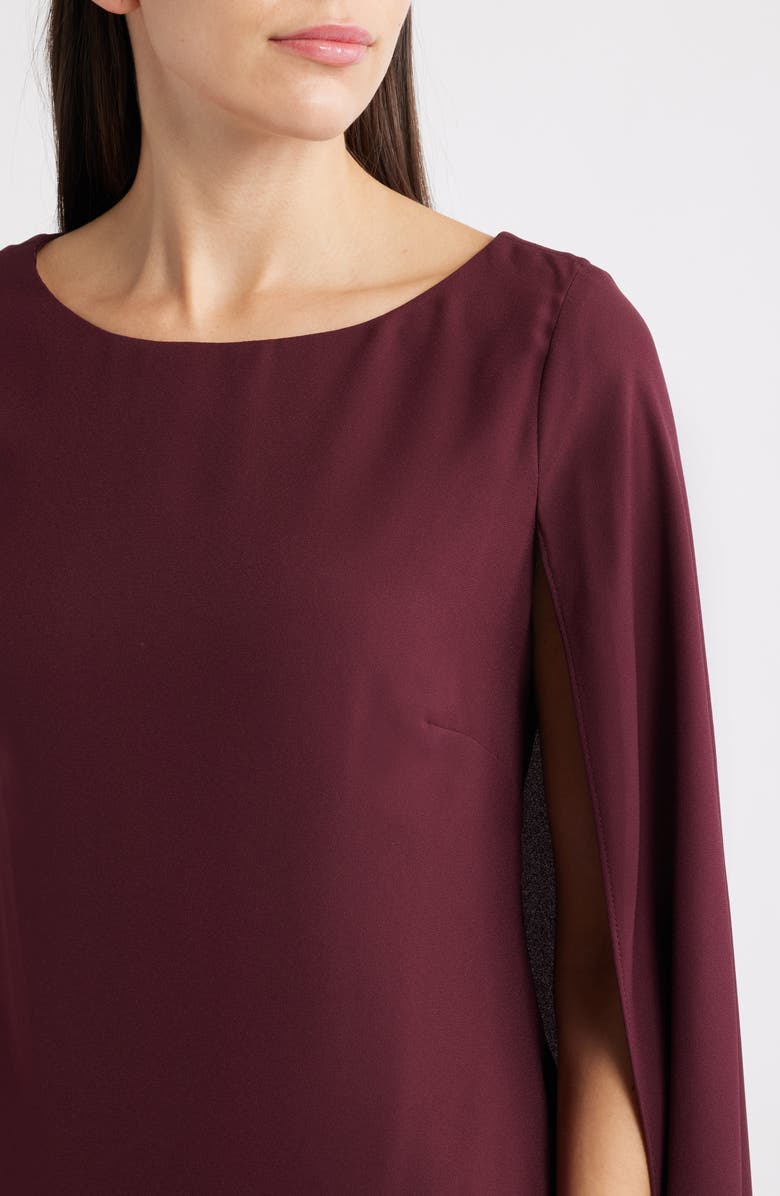 Lauren Ralph Lauren Capelet Georgette Cocktail Dress, Alternate, color, Dark Garnet