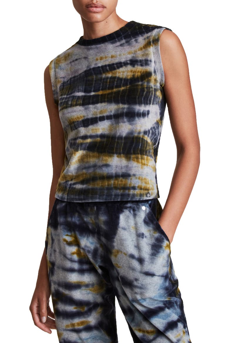 Imogen Velvet Tie Dye Tank, Main, color, KHAKI/ INK