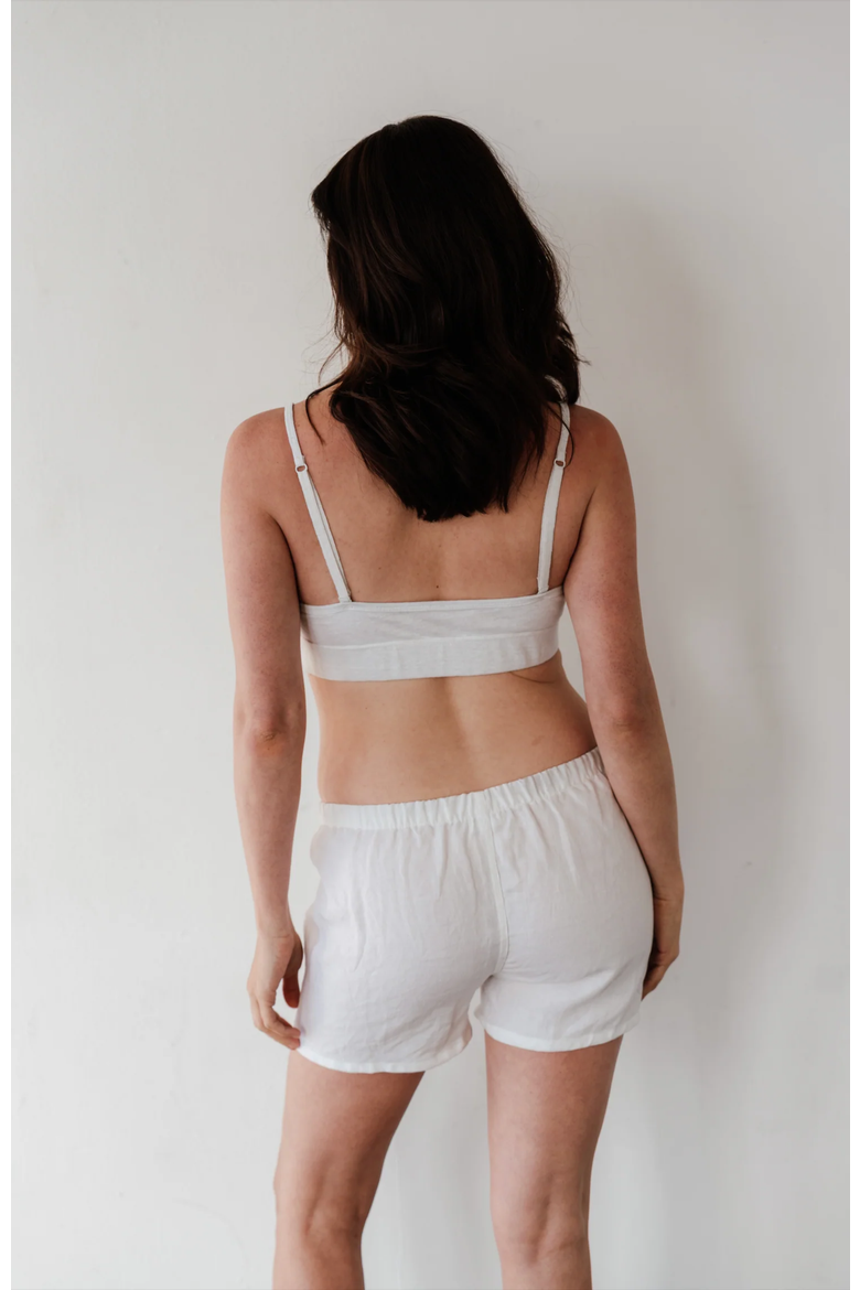 Women's 100% Organic Linen Boxer Shorts, Alternate, color, White