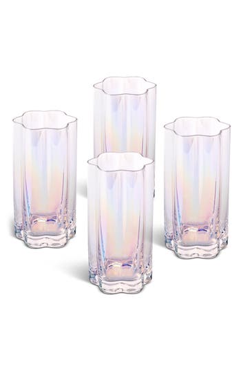 Core Home Flower Set Of 4 Highball Glasses In Clear