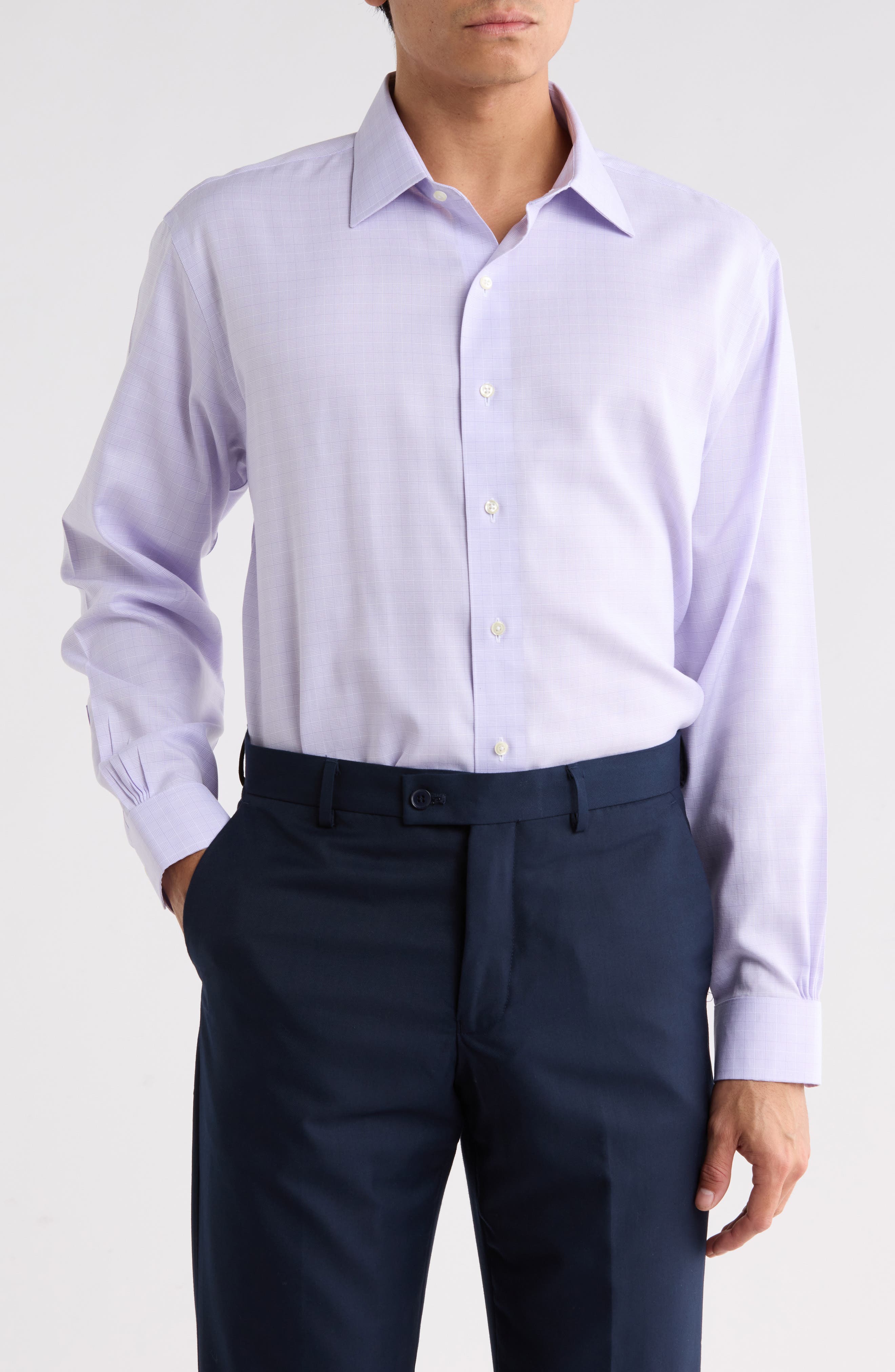 Regular Fit Textured Dobby Non-Iron Cotton Dress Shirt
