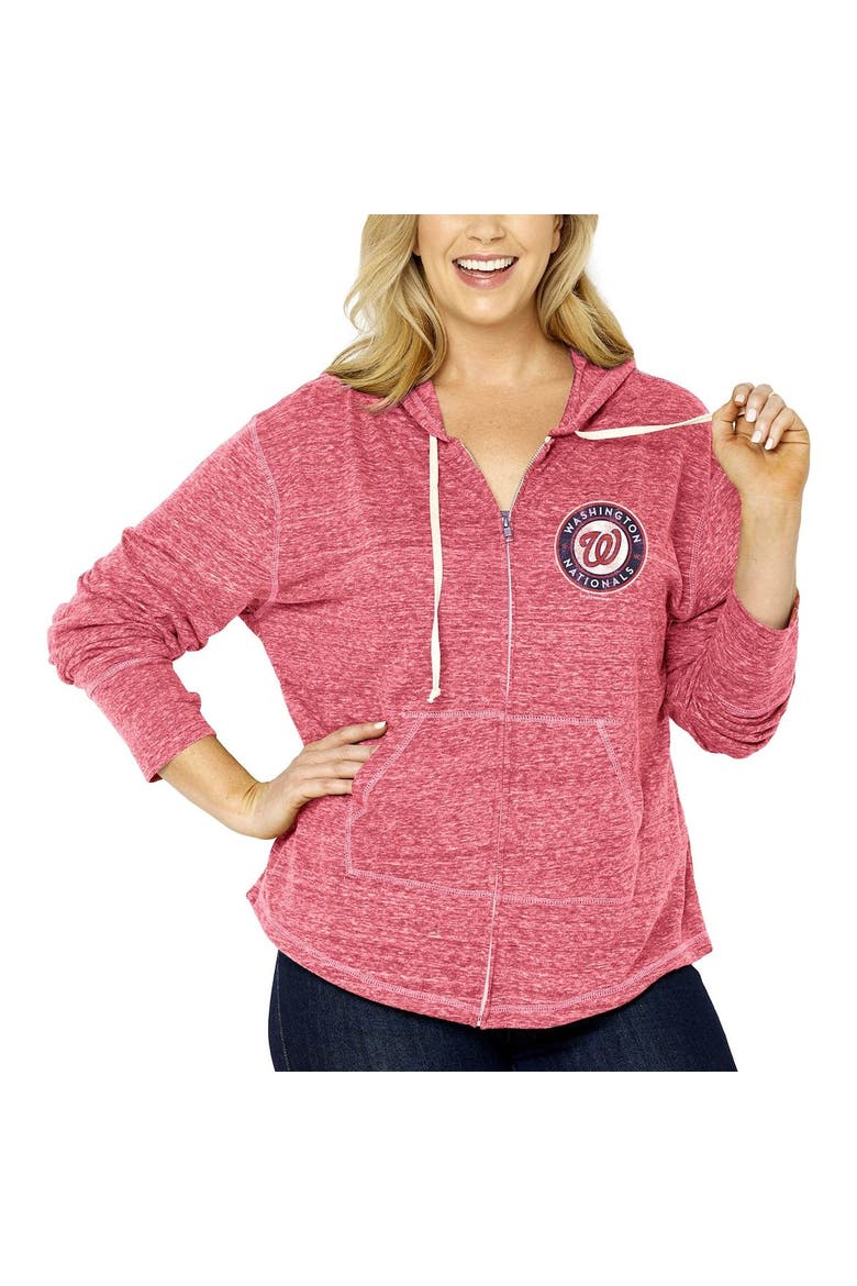 Women's Soft as a Grape Red Washington Nationals Plus Size Full-Zip Lightweight Hoodie Top, Alternate, color, Red