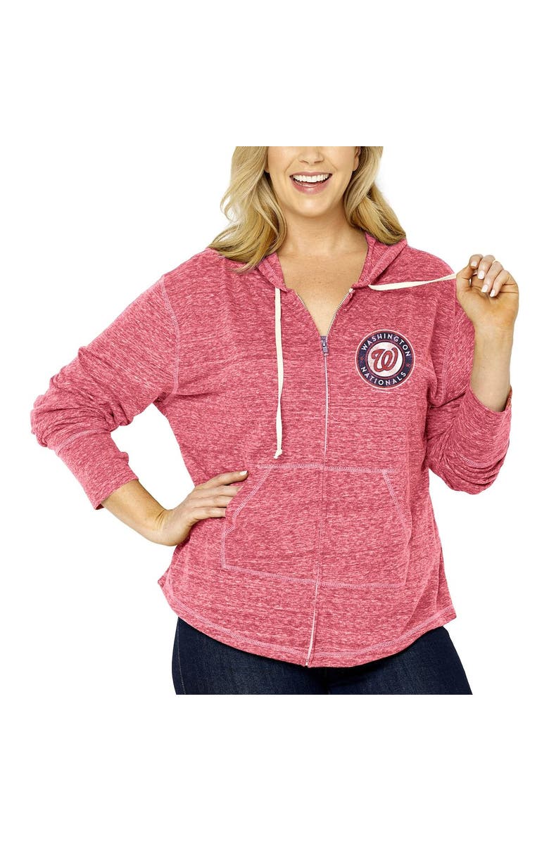 SOFT AS A GRAPE Women's Soft as a Grape Red Washington Nationals Plus Size Full-Zip Lightweight Hoodie Top, Alternate, color, Red