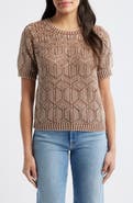 CITY BLUES Open Stitch Short Sleeve Sweater