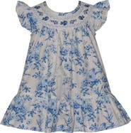 GERSON & GERSON Kids' Floral Smocked Yoke Cotton Party Dress